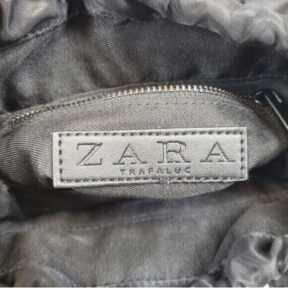 Zara Black Nylon Drawstring  Lunch Bag Crossbody Double Handles Back to School - Picture 8 of 13